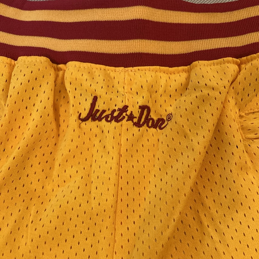 Just Don Gold and Red Bel-Air Academy Athletic Shorts - Picture 5 of 7